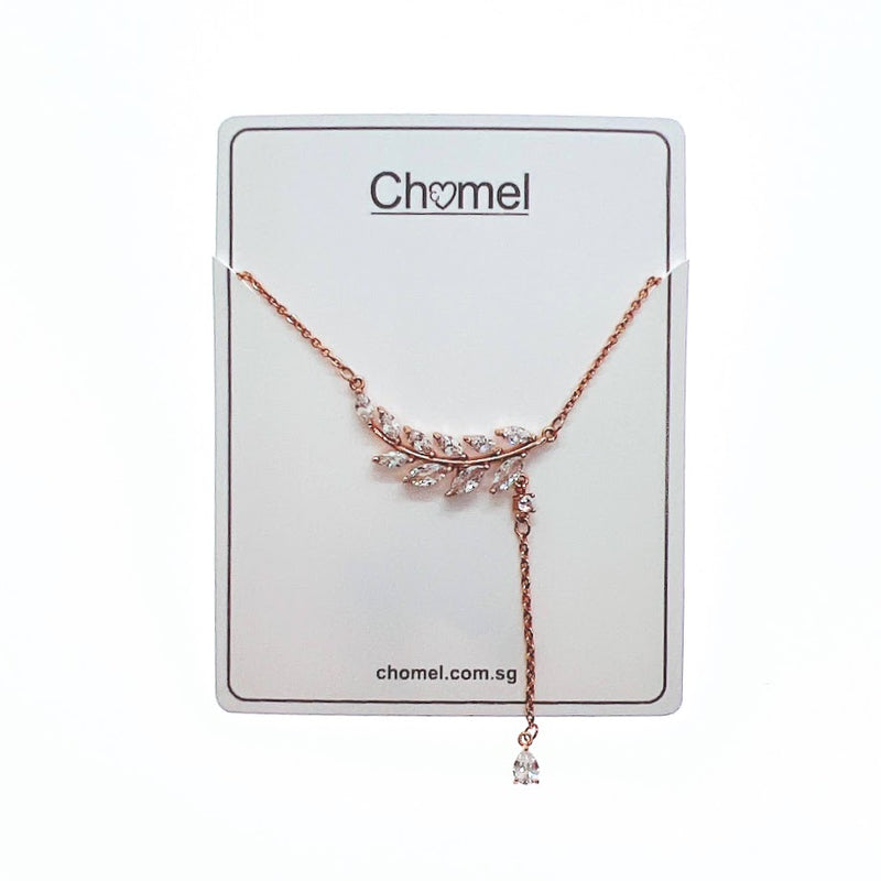 Cubic Zirconia Leaf Necklace - CHOMEL