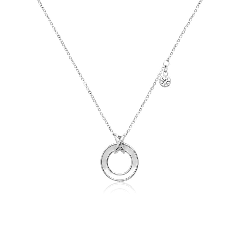HOMEL  Mother of Pearl Round  Rhodium Necklace - CHOMEL