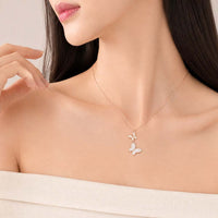 Butterfly mother of pearl necklace with cubic zirconia and rosegold plating on adjustable chain
