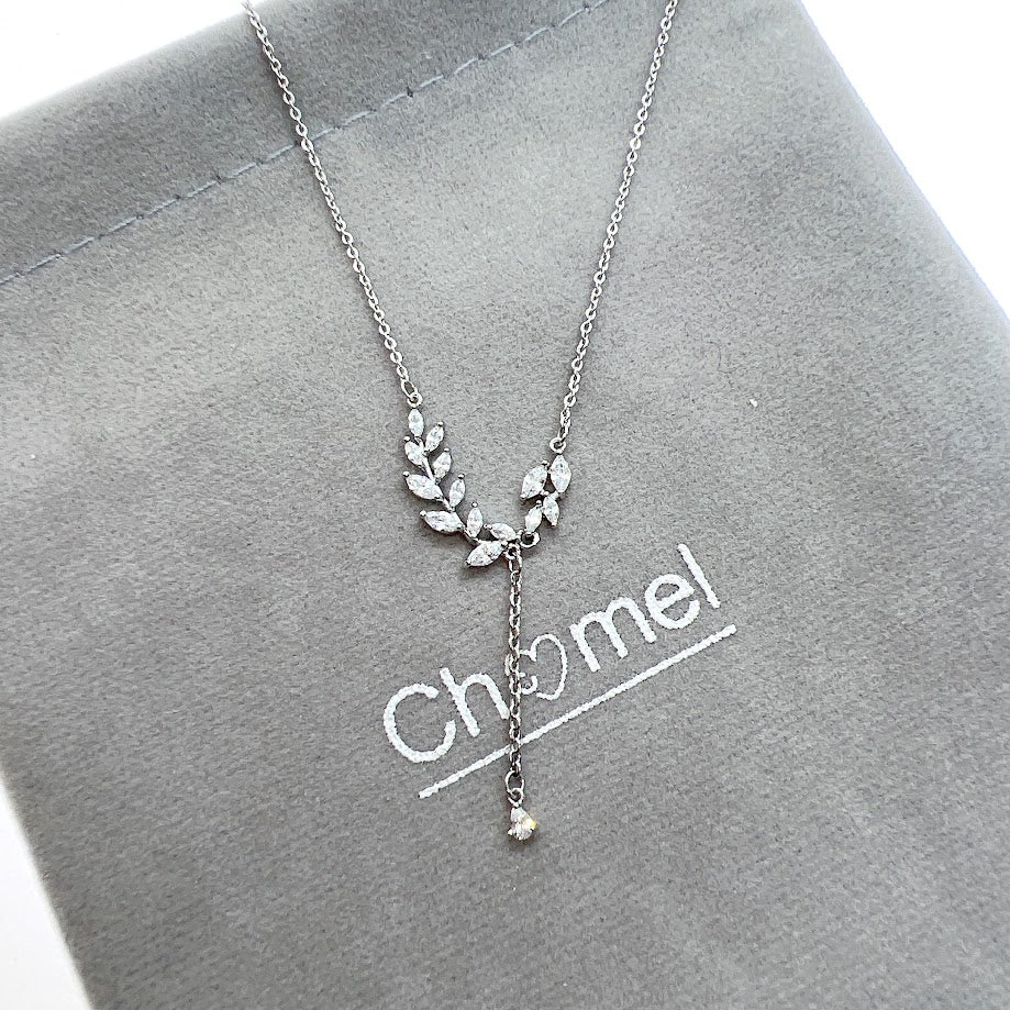 Leaf Cubic Zirconia Necklace - CHOMEL