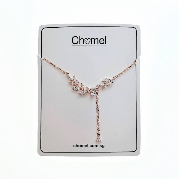 Leaf Cubic Zirconia Necklace - CHOMEL