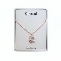 Moon & Star Cubic Zirconia Necklace - CHOMEL