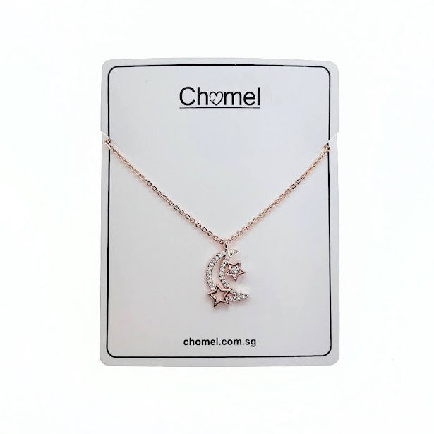 Moon & Star Cubic Zirconia Necklace - CHOMEL