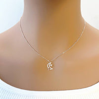 Moon & Star Cubic Zirconia Necklace - CHOMEL
