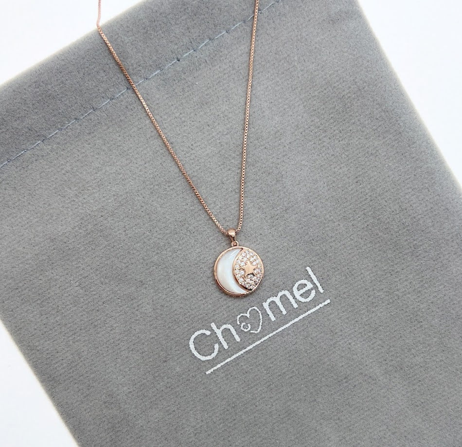 Moon & Star Mother of Pearl Necklace - CHOMEL