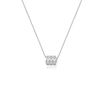 CHOMEL Cubic Zirconia Tunnel Rhodium Necklace