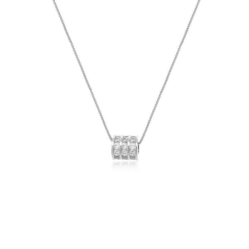 CHOMEL Cubic Zirconia Tunnel Rhodium Necklace