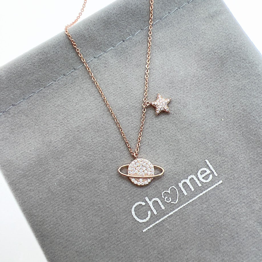 Planet Cubic Zirconia Necklace - CHOMEL