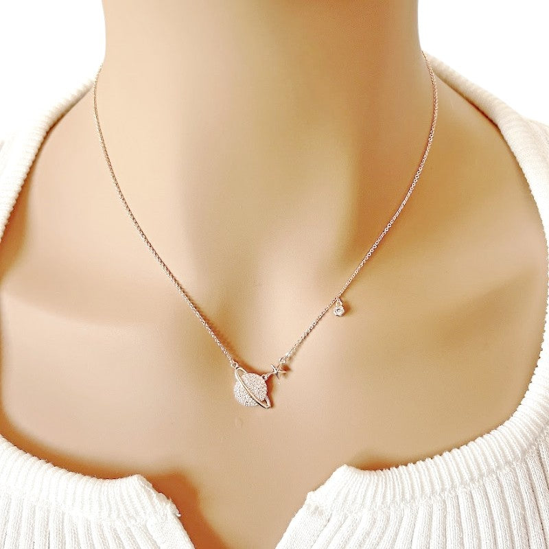 Planet Cubic Zirconia Necklace - CHOMEL