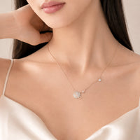 Rosegold Planet Cubic Zirconia Necklace with star and drop detail on adjustable chain