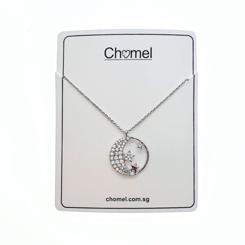 Moon & Star Cubic Zirconia Necklace - CHOMEL