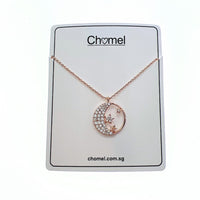 Moon & Star Cubic Zirconia Necklace - CHOMEL