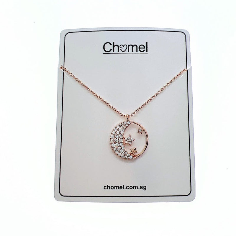 Moon & Star Cubic Zirconia Necklace - CHOMEL