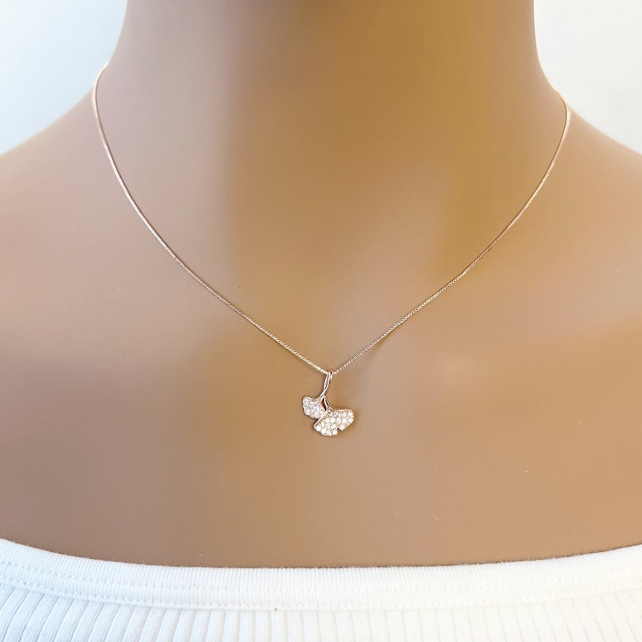 Gingko Leaf Cubic Zirconia Necklace - CHOMEL