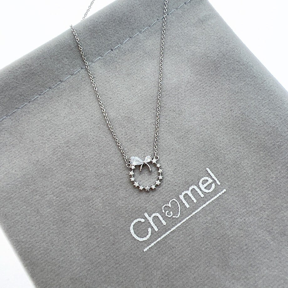Ribbon Cubic Zirconia Necklace - CHOMEL