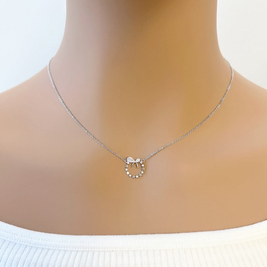 Ribbon Cubic Zirconia Necklace - CHOMEL