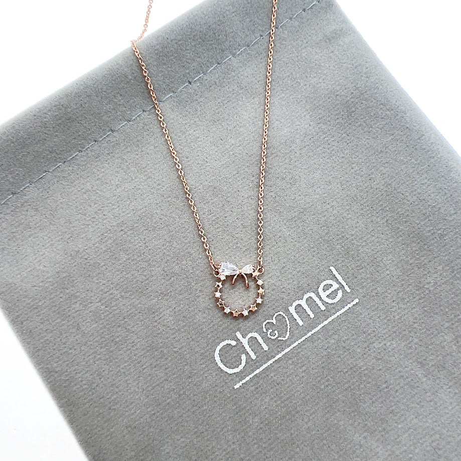 Ribbon Cubic Zirconia Necklace - CHOMEL