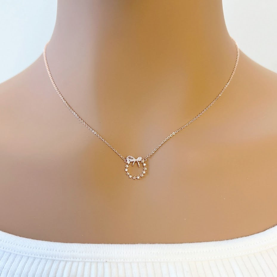 Ribbon Cubic Zirconia Necklace - CHOMEL