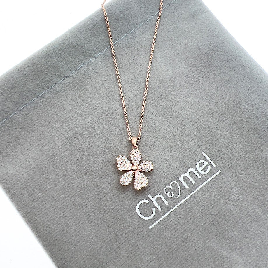 Flower Cubic Zirconia Necklace - CHOMEL