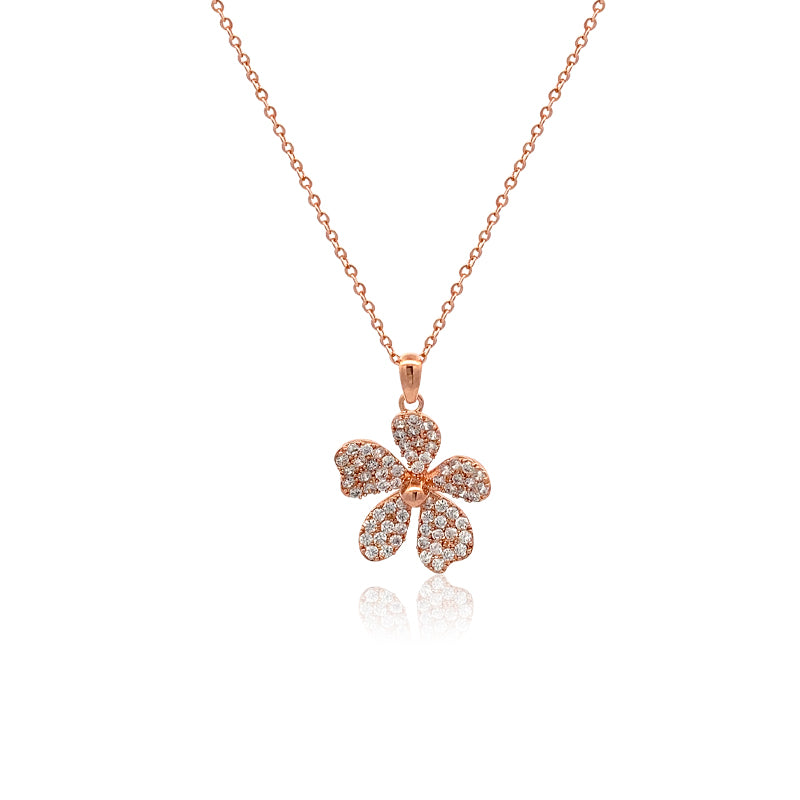 Flower Cubic Zirconia Necklace - CHOMEL