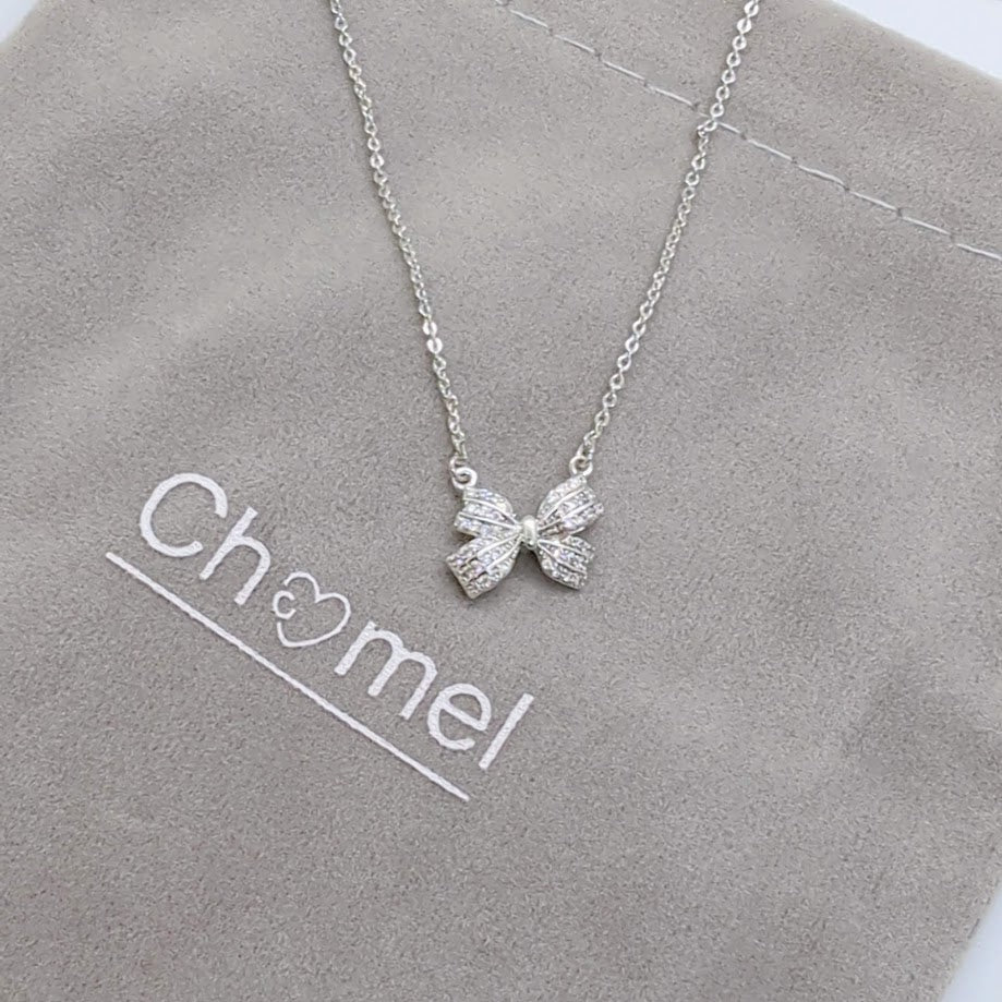 Ribbon Cubic Zirconia Necklace - CHOMEL