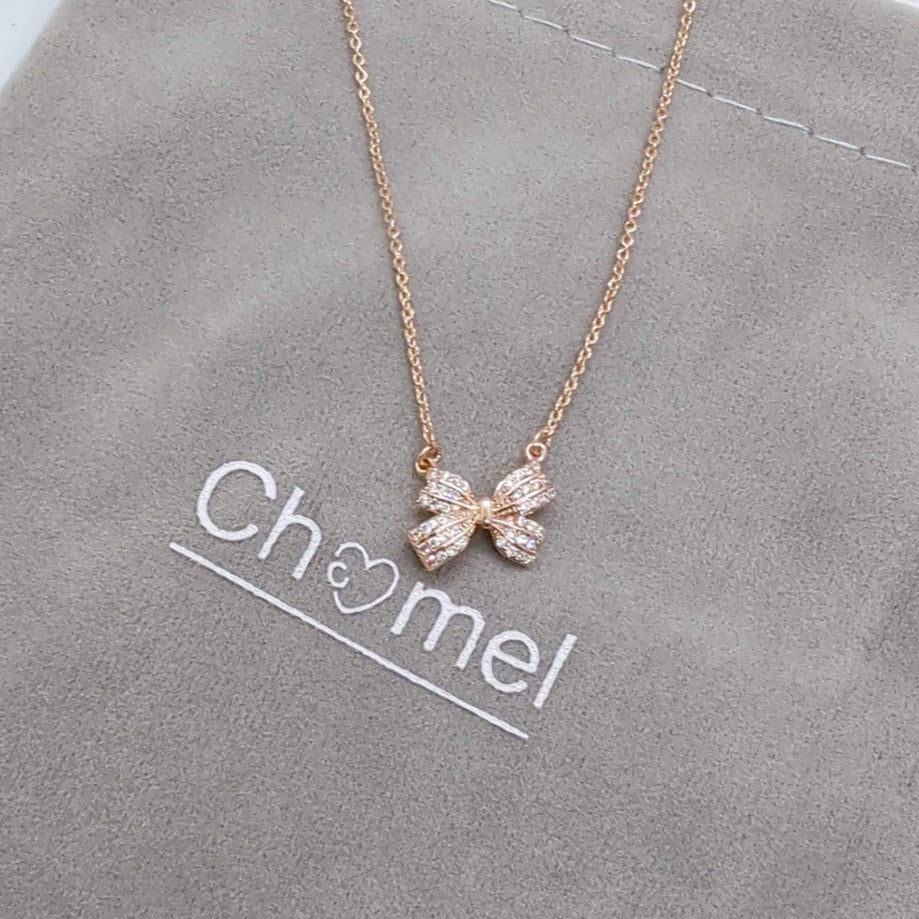 Ribbon Cubic Zirconia Necklace - CHOMEL