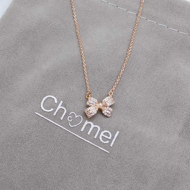 Ribbon Cubic Zirconia Necklace - CHOMEL