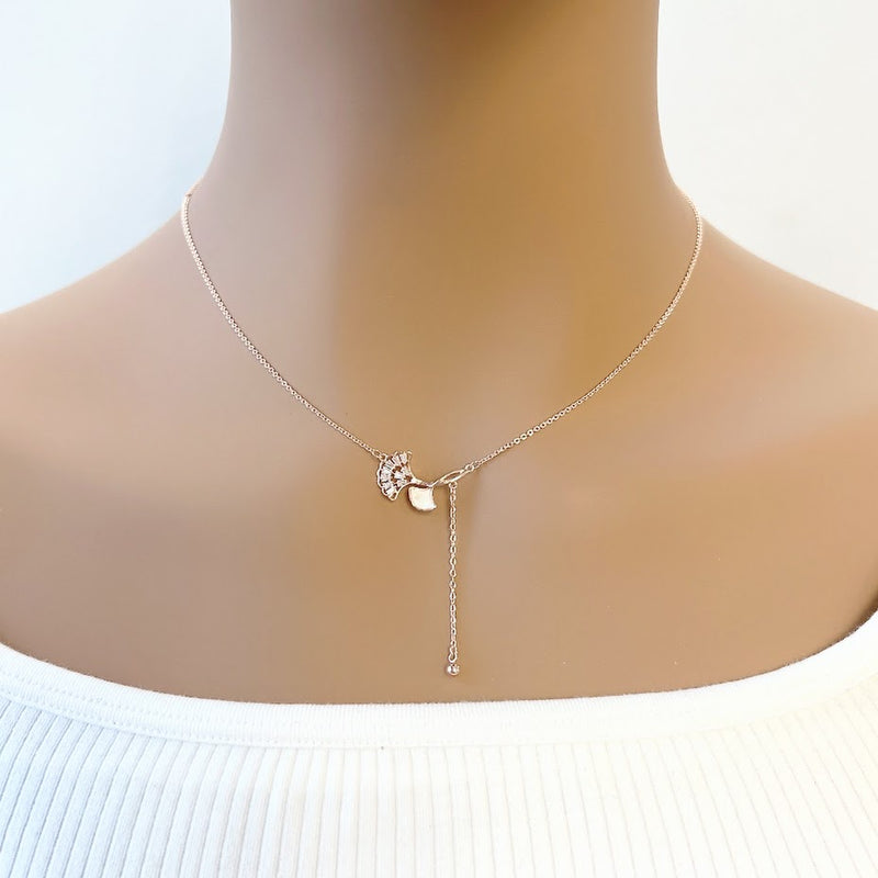 Gingko Leaf Cubic Zirconia  Necklace - CHOMEL