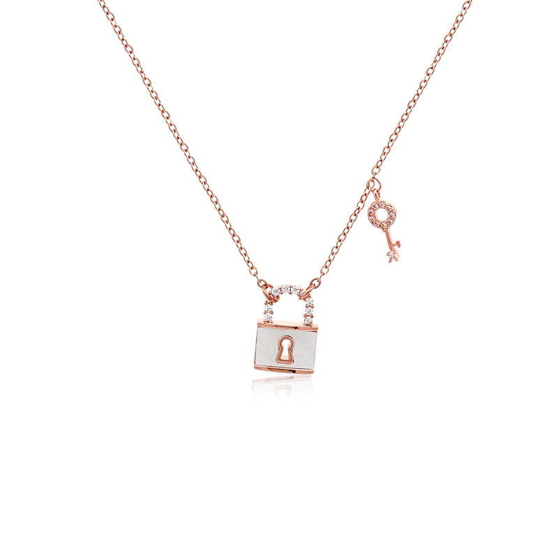 Lock & Key Mother of Pearl  Necklace - CHOMEL