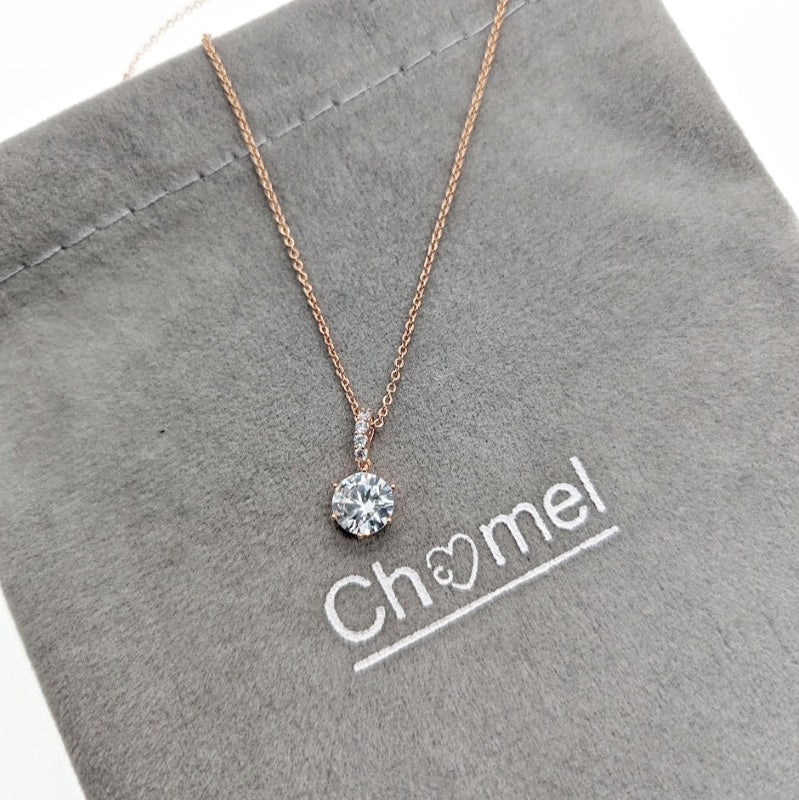 Solitaire Cubic Zirconia Necklace - CHOMEL