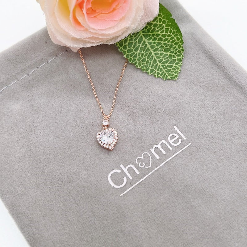 Heart Cubic Zirconia Necklace - CHOMEL