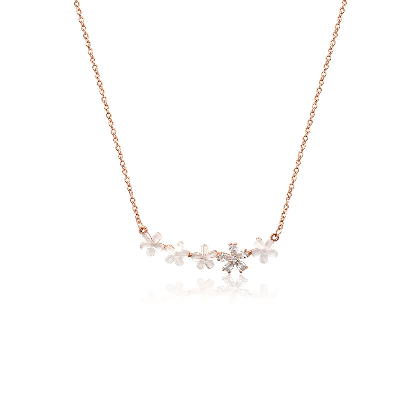 Flower Cubic Zirconia Necklace - CHOMEL