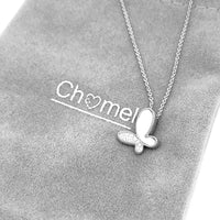 CHOMEL Butterfly Mother of Pearl Rhodium Necklace