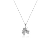 CHOMEL Cubic Zirconia 3 leaf rotating clover rhodium necklace.