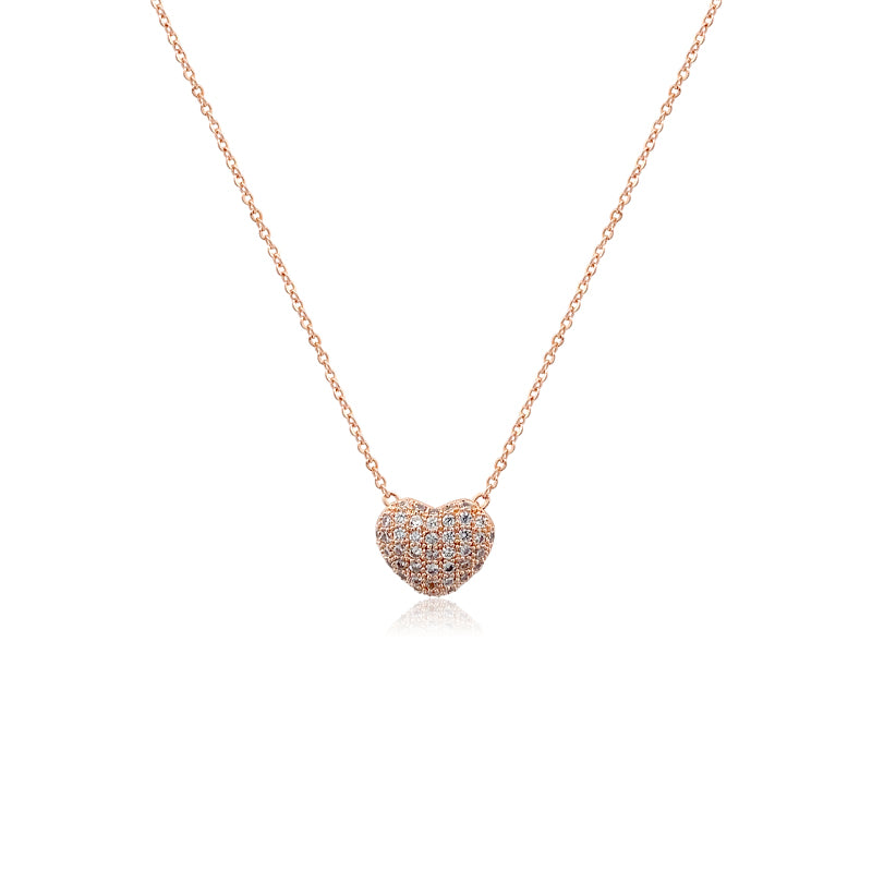 CHOMEL Cubic Zirconia Heart Pendant Rosegold  Necklace.