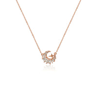 CHOMEL Cubic Zirconia Crescent Moon Rosegold Necklace.