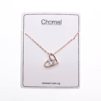 Rosegold Heart Cubic Zirconia Necklace - CHOMEL
