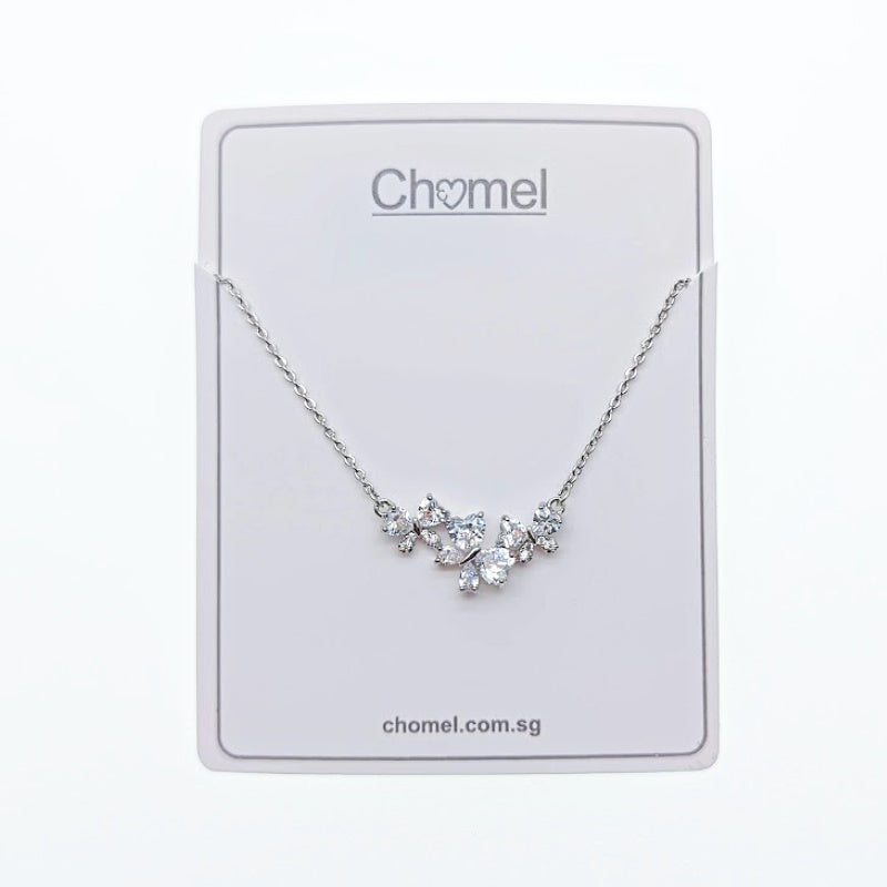 CHOMEL Cubic Zirconia Butterfly Rhodium Necklace