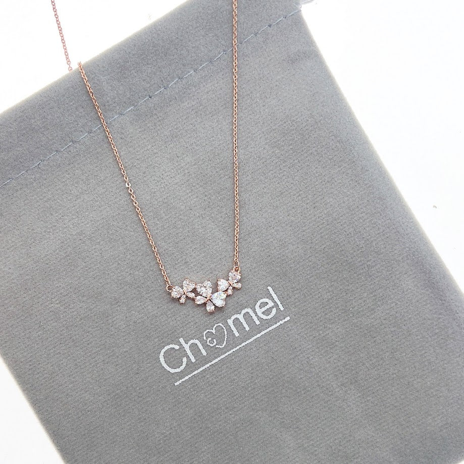 Rosegold Butterfly Cubic Zirconia Necklace - CHOMEL