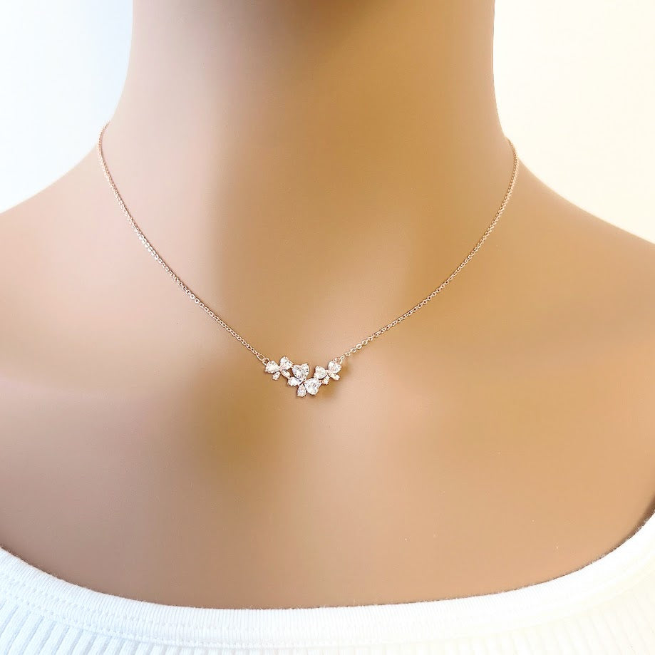 CHOMEL Cubic Zirconia 3 Butterfly Rosegold Necklace