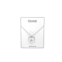 CHOMEL Cubic Zirconia and Mother of Pearl Heart Rhodium Necklace.
