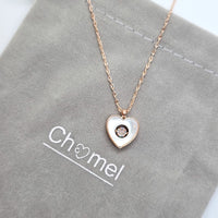 Heart Cubic Zirconia and Mother of Pearl Necklace - CHOMEL