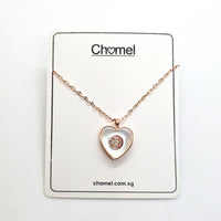 Heart Cubic Zirconia and Mother of Pearl Necklace - CHOMEL
