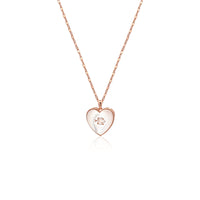 CHOMEL Cubic Zirconia and Mother of Pearl Heart Rosegold Necklace.