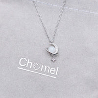 CHOMEL Cubic Zirconia Moon Planet Rhodium Necklace