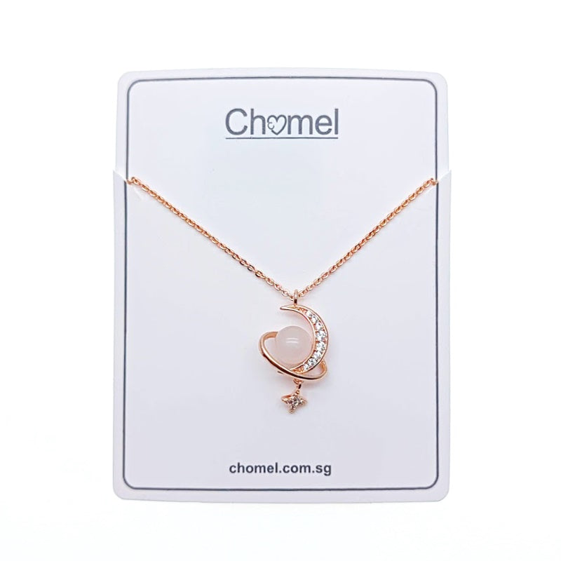 CHOMEL Cubic Zirconia Moon, Planet Rosegold Necklace