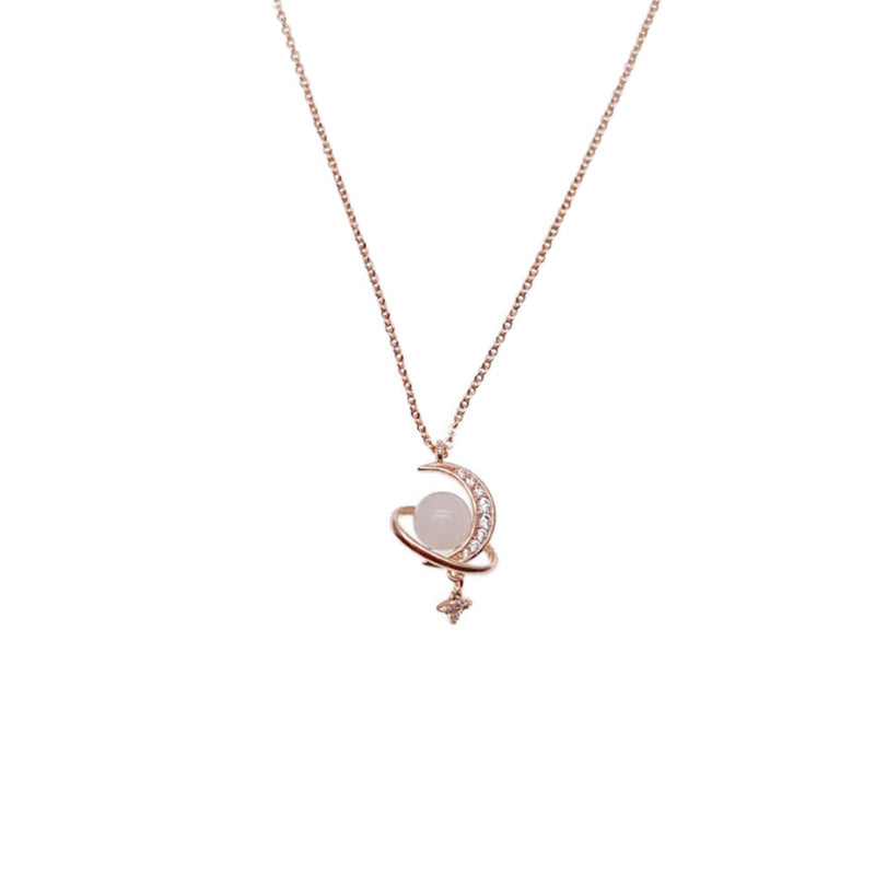 CHOMEL Cubic Zirconia Moon, Planet Rosegold Necklace