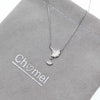 CHOMEL Mother of Pearl Gingko Leaf Rhodium Necklace