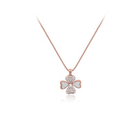 CHOMEL Mother of Pearl and Cubic Zirconia Clover Rosegold Necklace