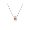 CHOMEL Cubic Zirconia and Mother of Pearl 3 Circle Pendant on Rosegold Necklace
